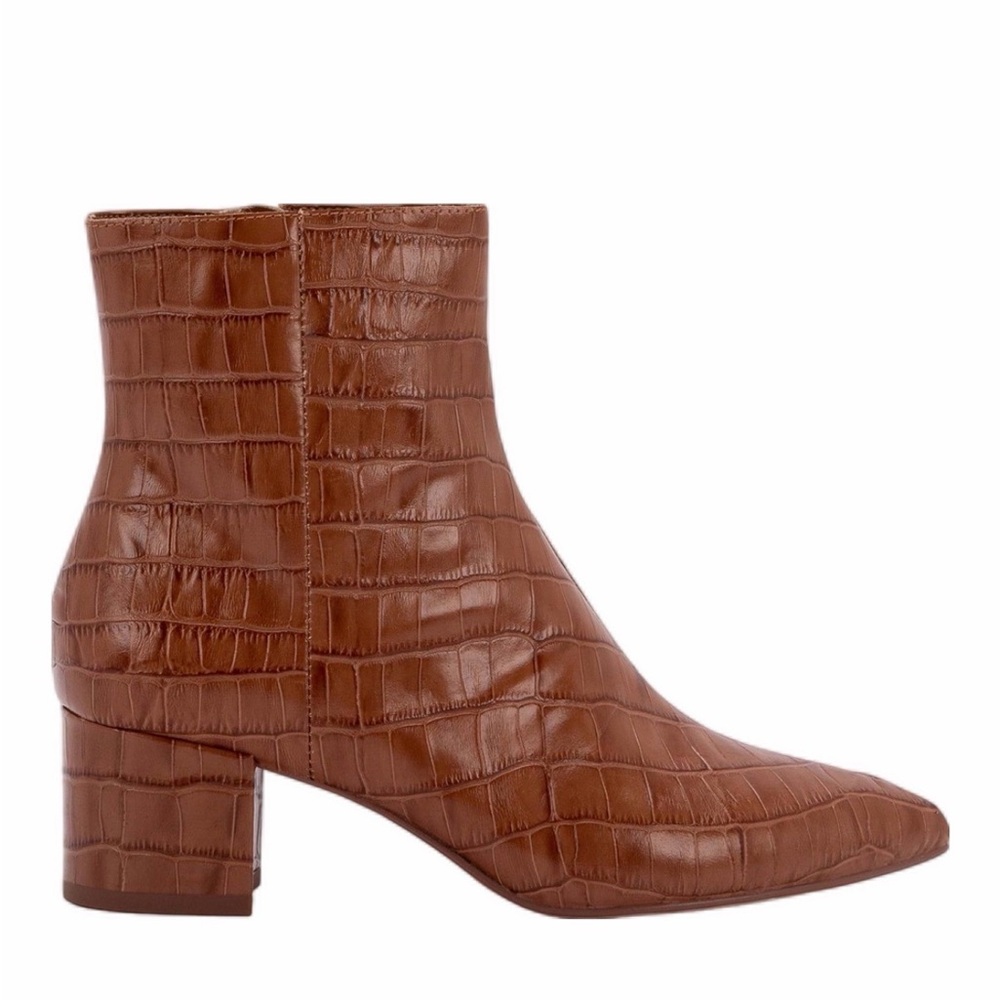 Marc Fisher Tan Croc-Patterned Heeled Boots